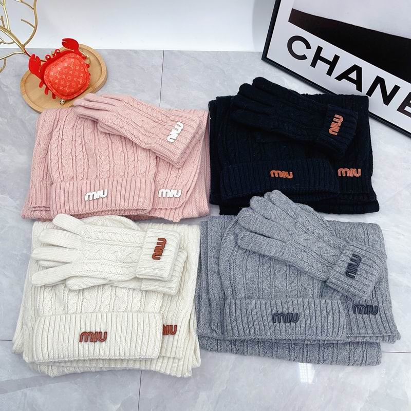 Miumiu Scarf Hat Gloves 3pcs 0717